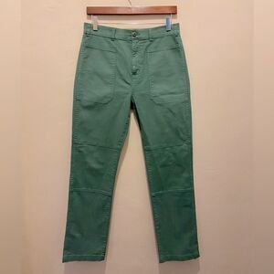 Madewell NWOT 90’s Straight High Rise Cargo Style pockets moss green 28